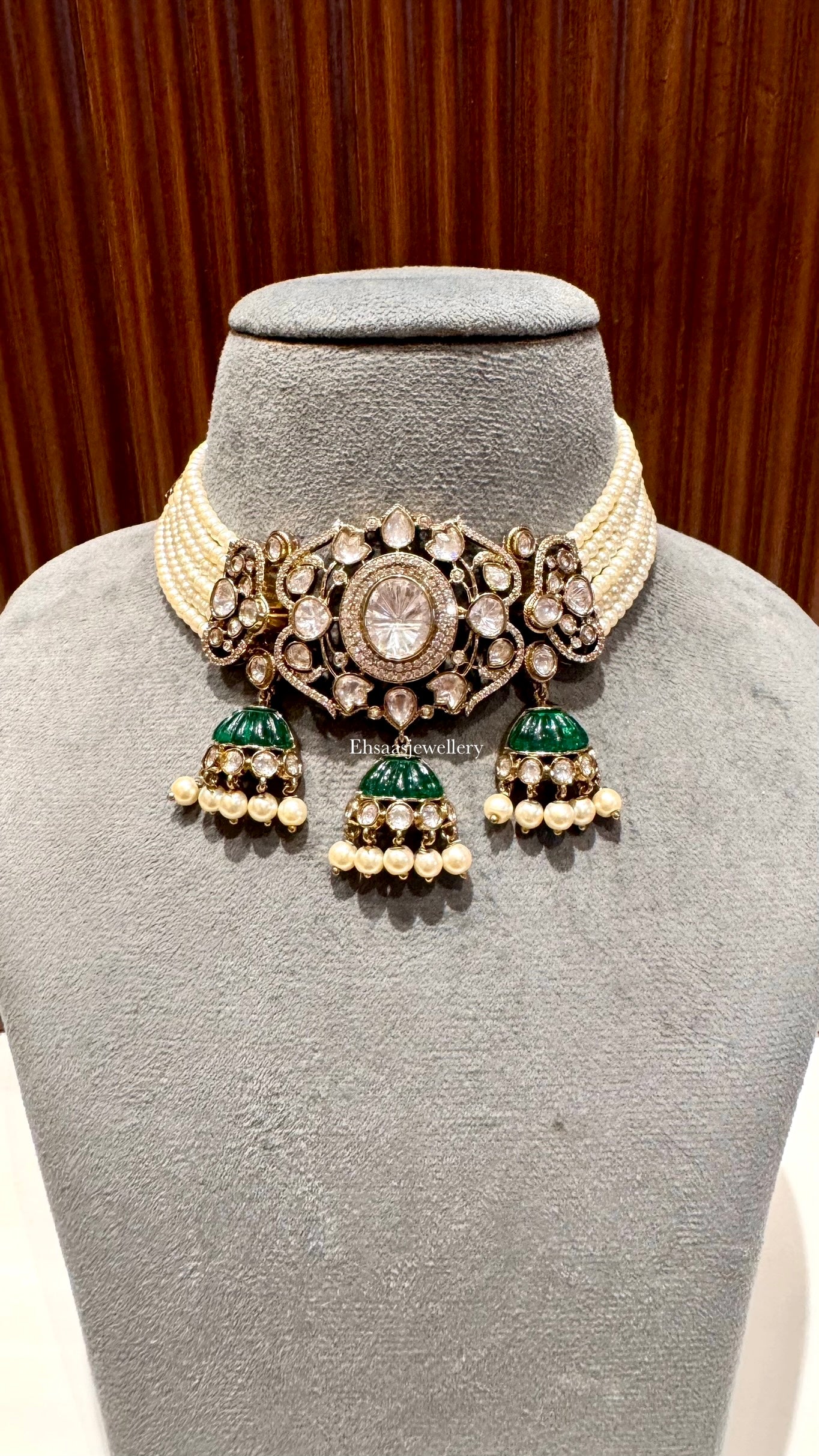Victorian Polki Choker-Green