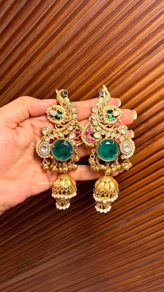 Peacock Kaanphool Jhumkis