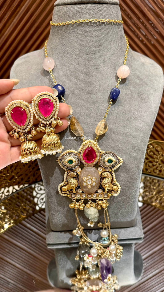 Gulzaar-long-Necklace with Earrings