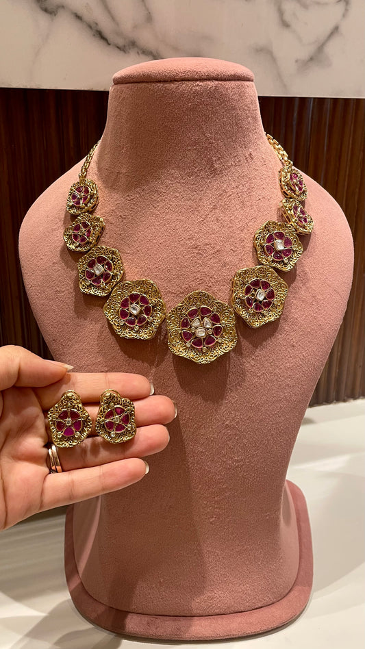 Mehera Designer Gold Necklace Set