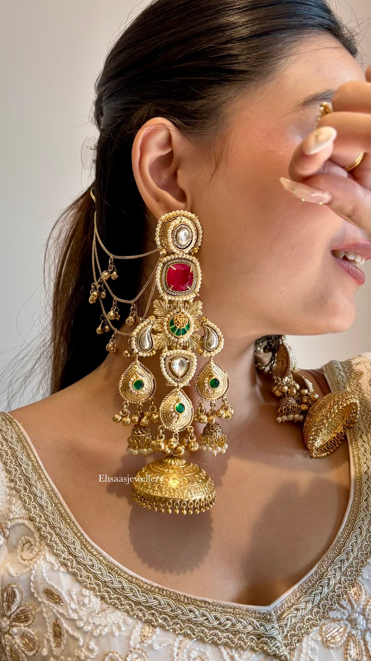 Zarna Jhumkis with Earchain