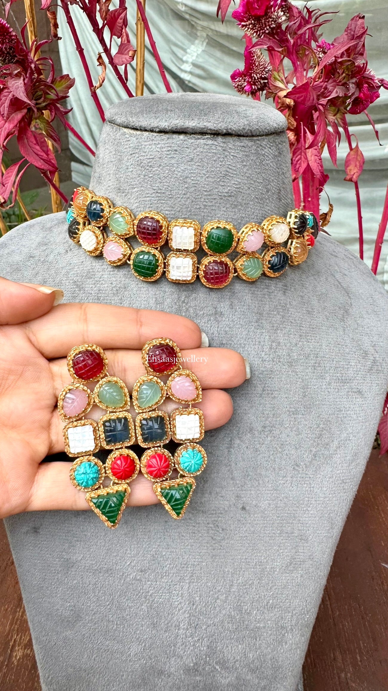 Navratan Choker with Earrings