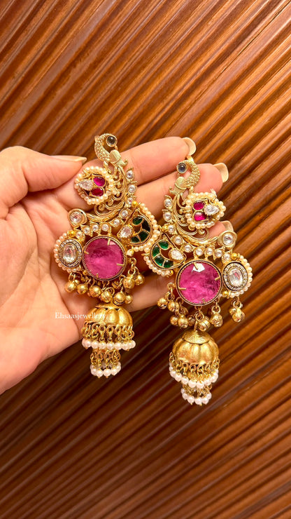 Peacock Kaanphool Jhumkis