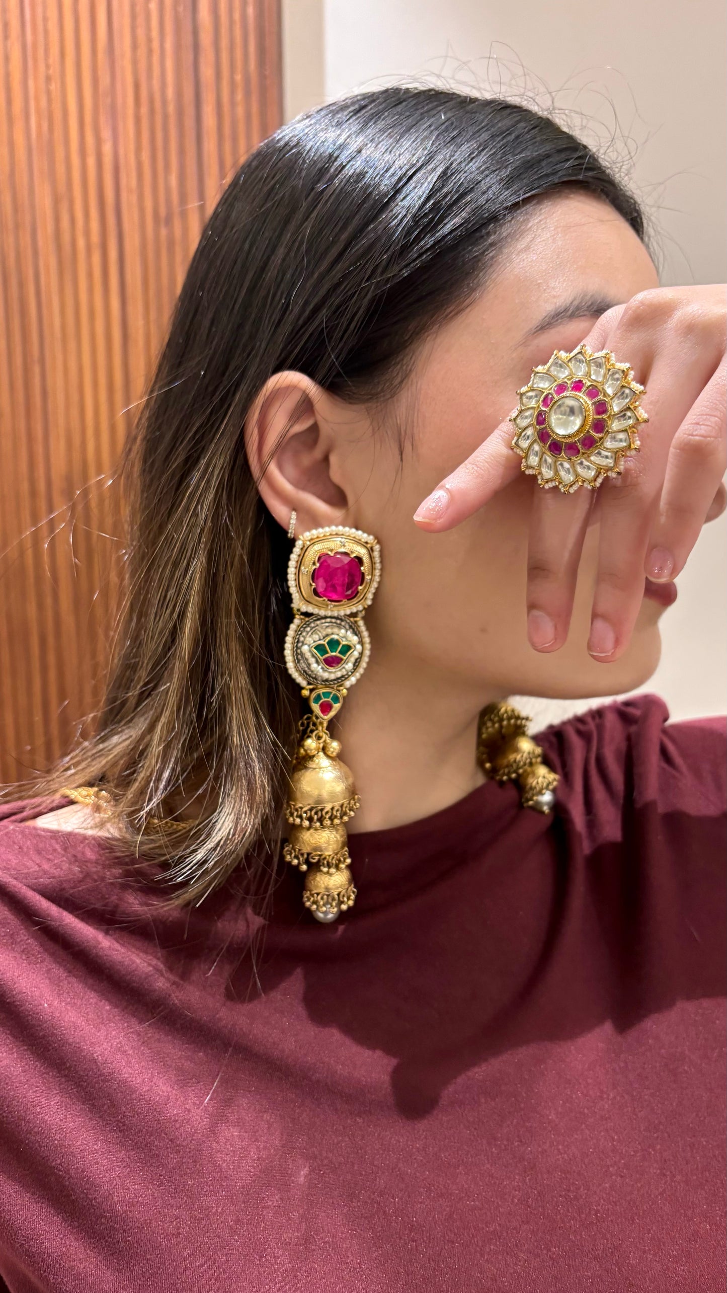 Leheriya Earrings with Necklace 1.0
