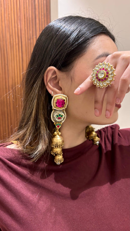 Leheriya Earrings with Necklace 1.0