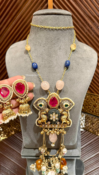 Gulzaar-long-Necklace with Earrings