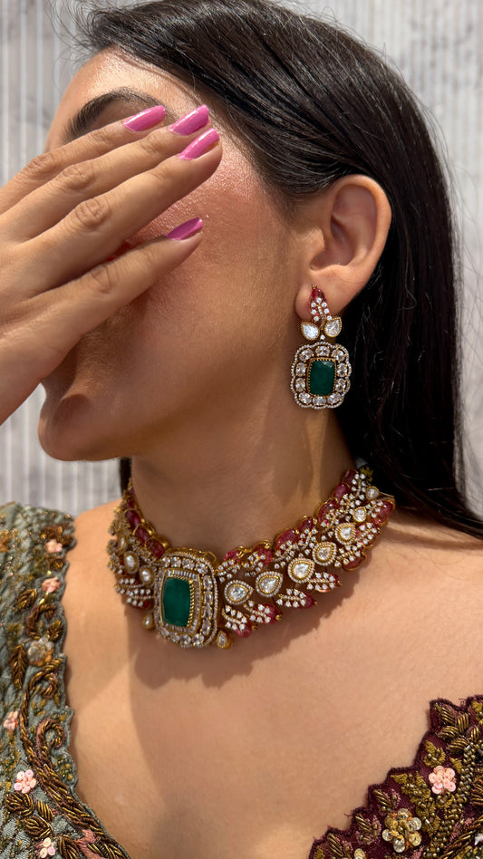 Mehbooba Diamond Polki Choker Set