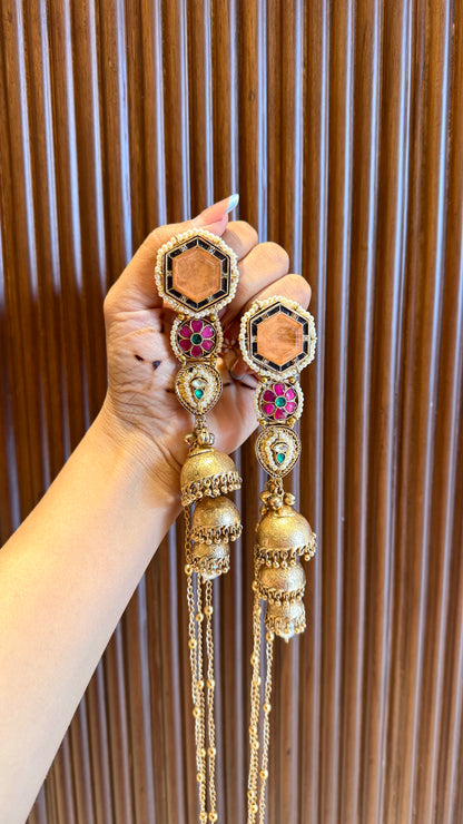 Leheriya Earrings with Necklace 2.0