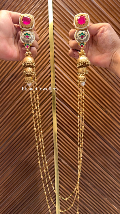 Leheriya Earrings with Necklace 1.0
