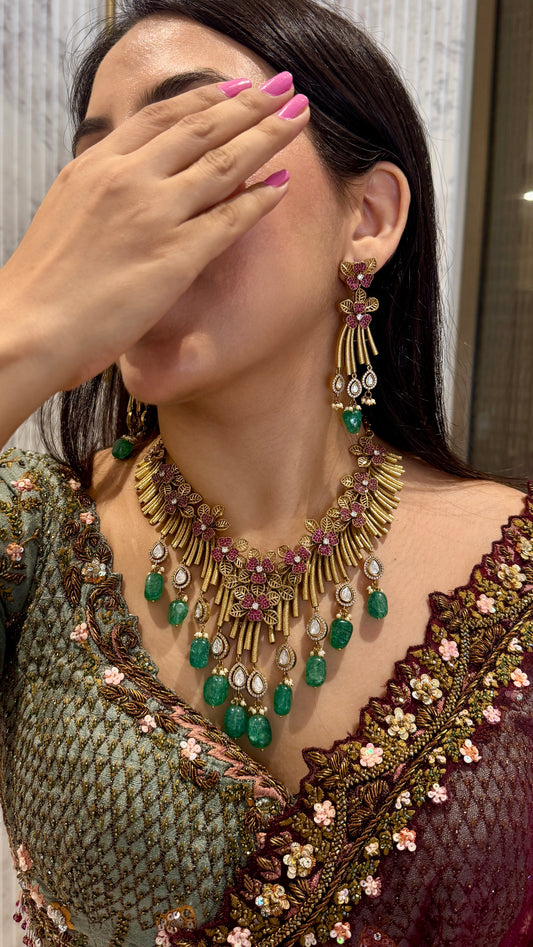 Zehnara Gold Necklace Set