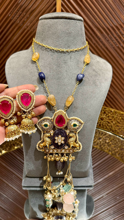 Gulzaar-long-Necklace with Earrings