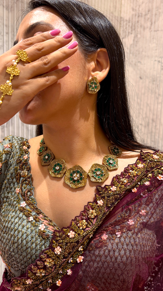 Mehera Designer Gold Necklace Set