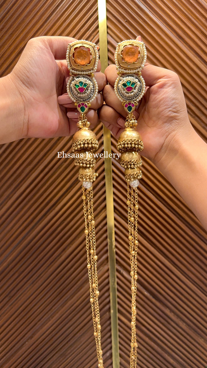 Leheriya Earrings with Necklace 1.0