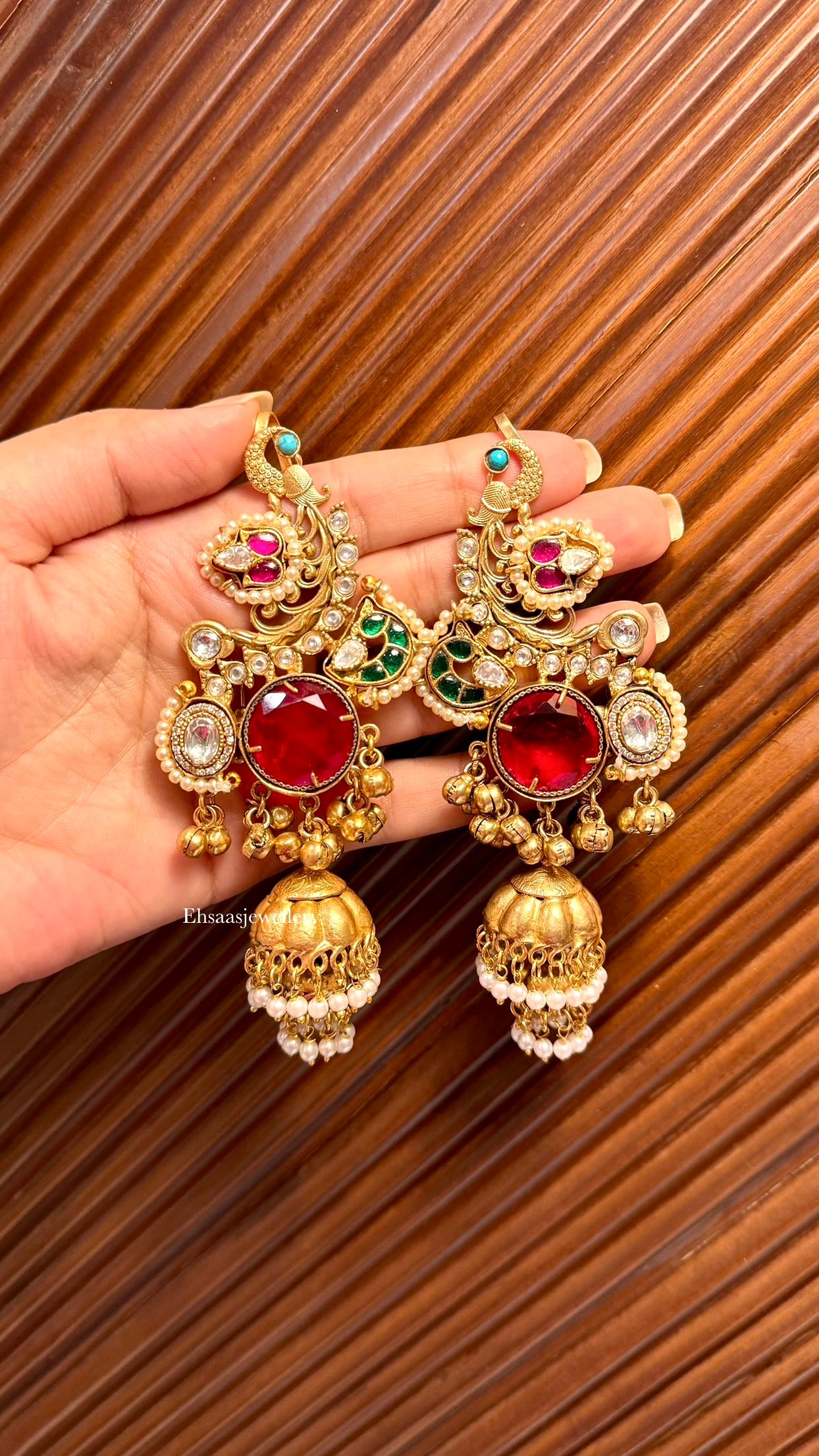 Peacock Kaanphool Jhumkis