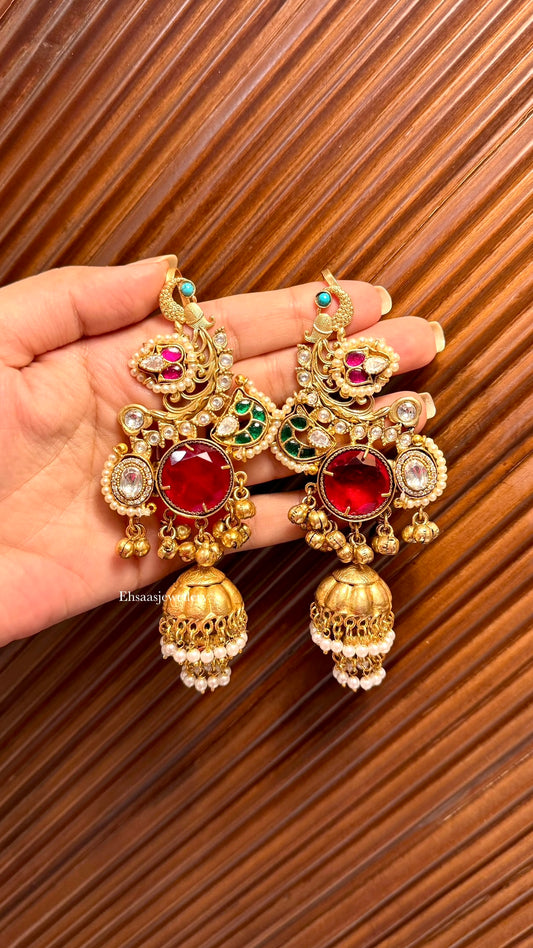 Peacock Kaanphool Jhumkis