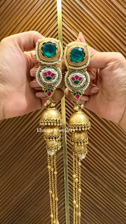 Leheriya Earrings with Necklace 1.0