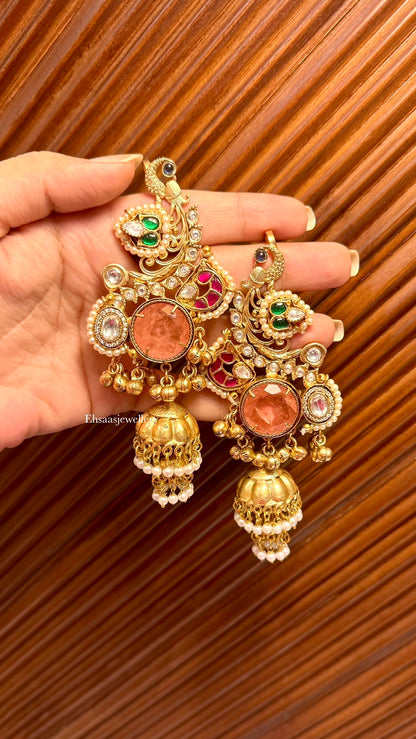 Peacock Kaanphool Jhumkis