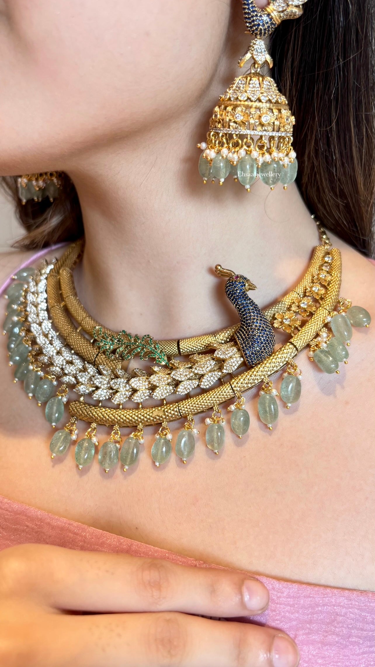 Royal Peacock Diamond Cocktail Necklace