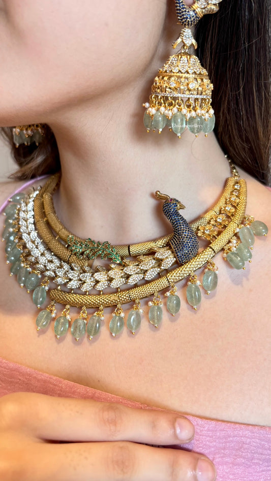 Royal Peacock Diamond Cocktail Necklace