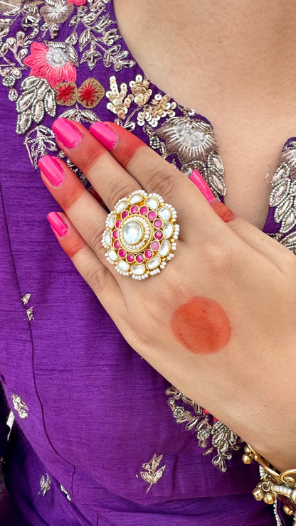 Rashmika Pachi Kundan Ring