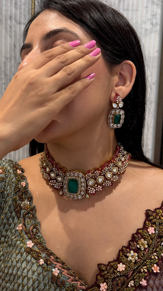 Mehbooba Diamond Polki Choker Set