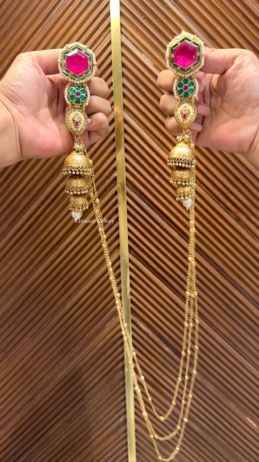 Leheriya Earrings with Necklace 2.0
