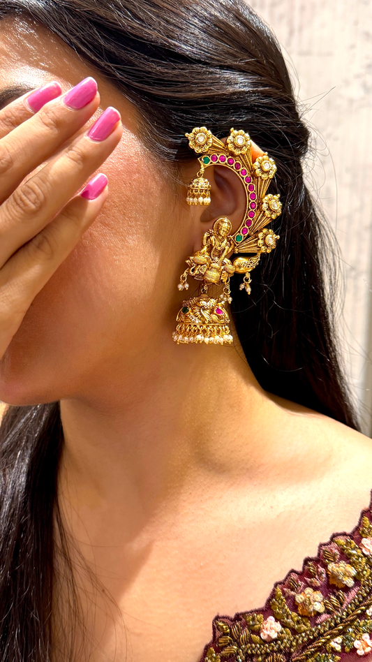 Swarn Lakshmi Temple Earrcuffs