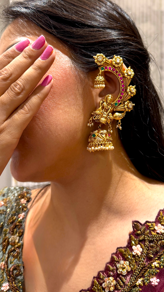 Swarn Lakshmi Temple Earrcuffs