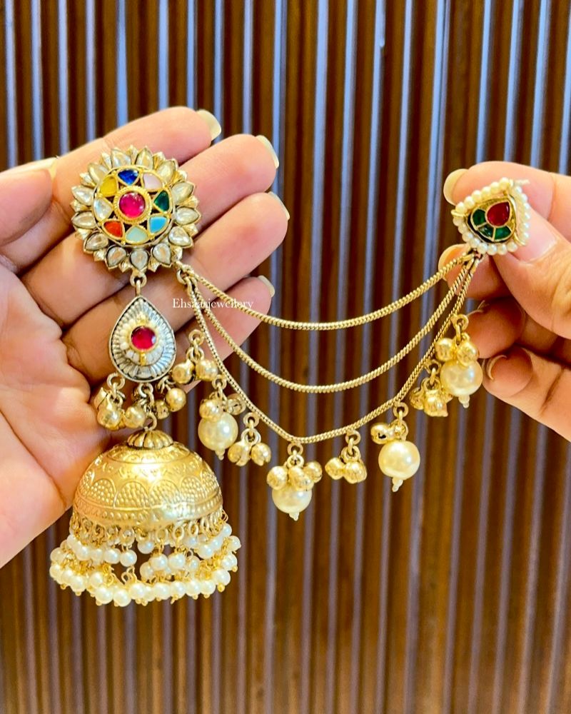 Gulnaar Jhumkis With Earchain