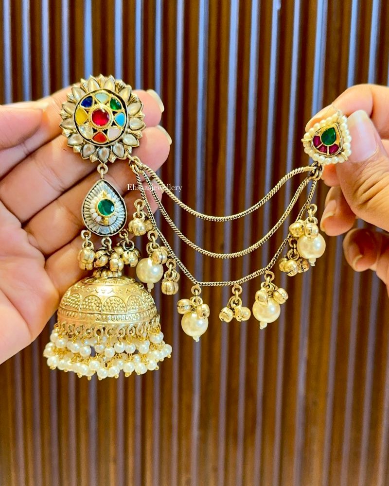 Gulnaar Jhumkis With Earchain