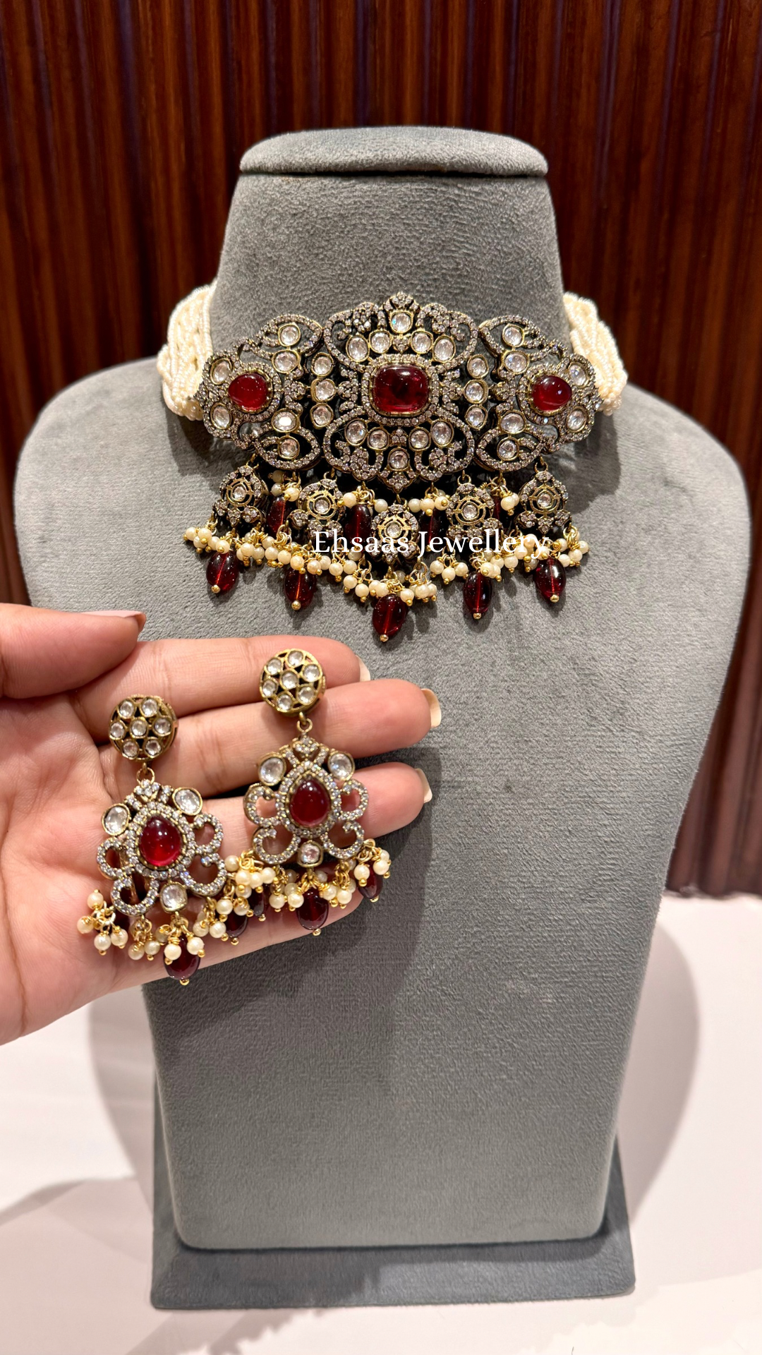 Victorian Polki Ruby Choker