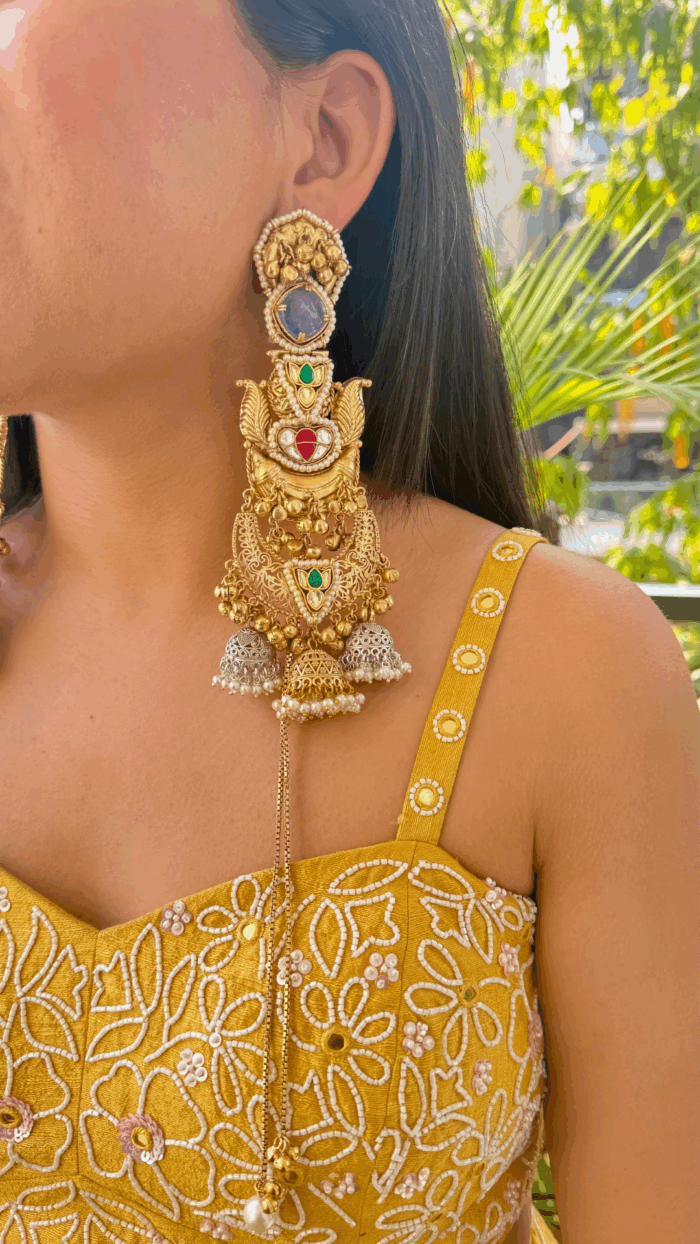 Zeynep Jhumkis with Kashmiri Chains