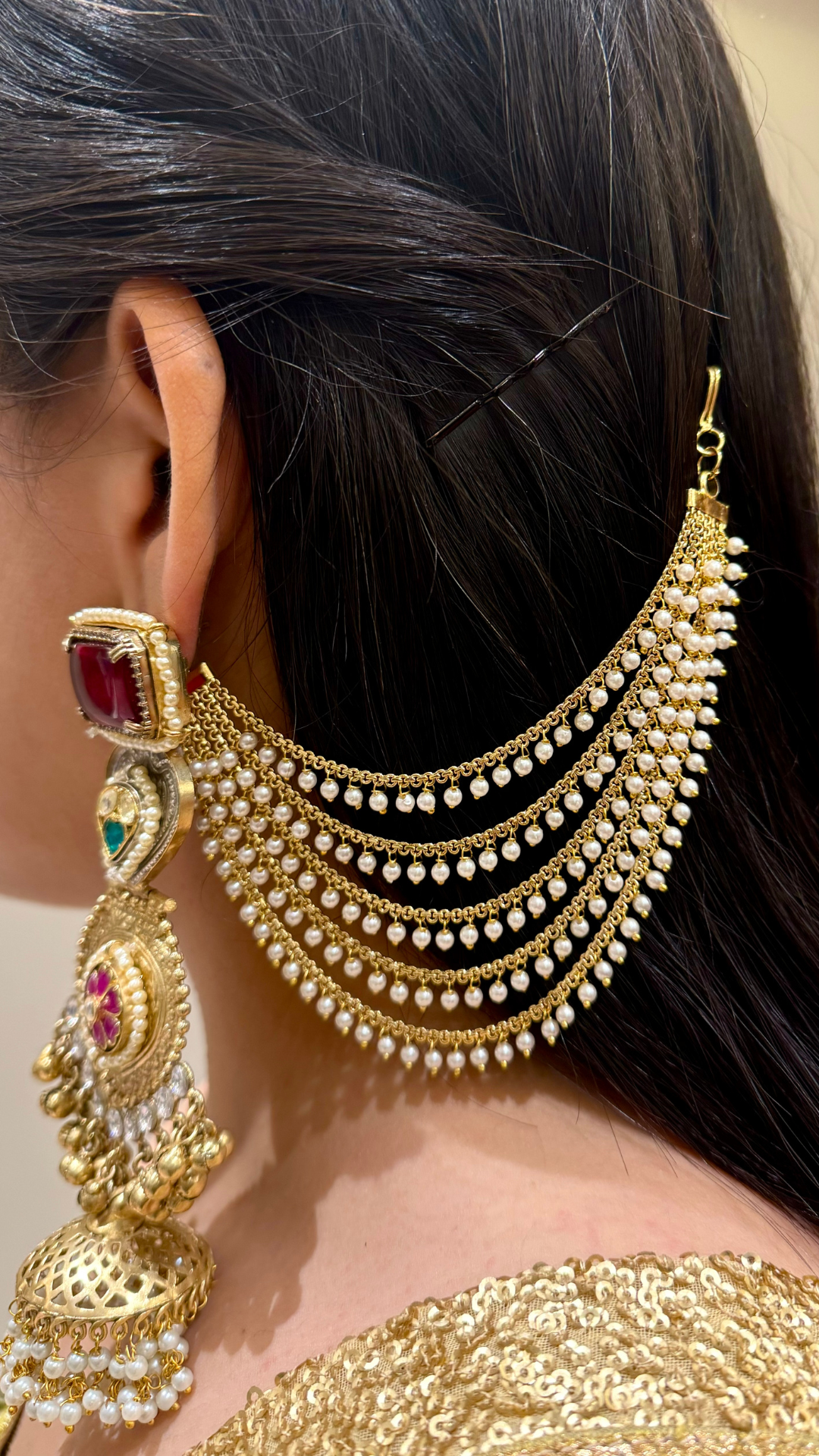 Pearl 5 Layer Earchain