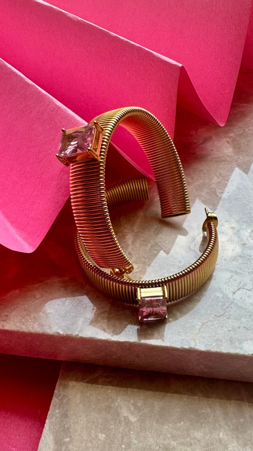 Iris Wired Hoops -Pink