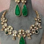 Polki Necklace With Emerald Doublet Stone