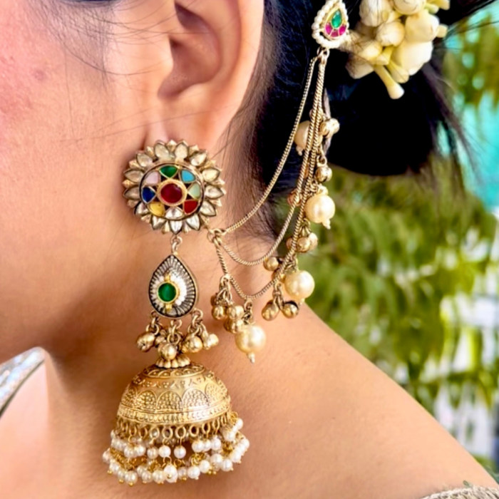Gulnaar Jhumkis with Ghungroo Kaan Sahara