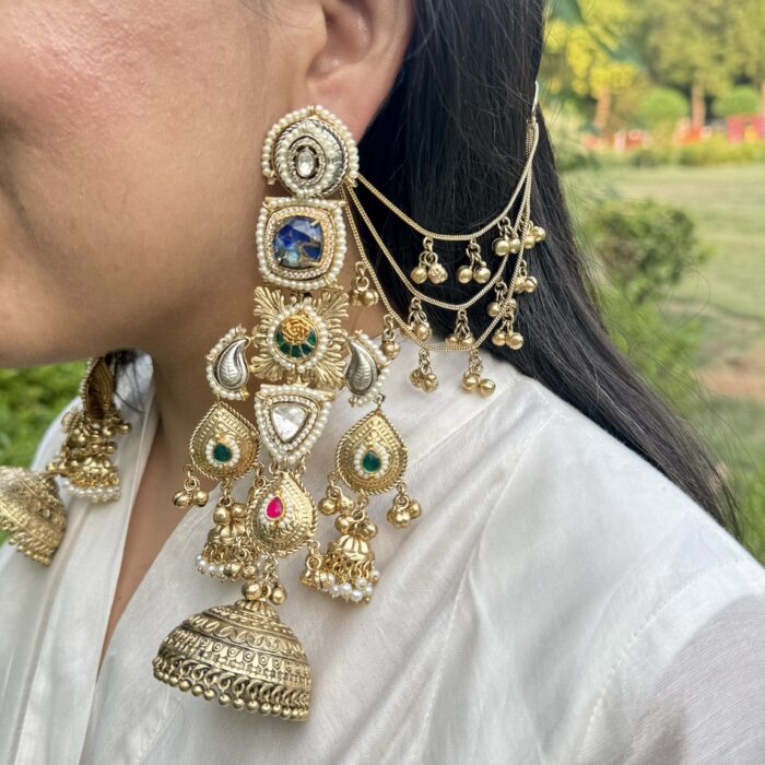Zarna Jhumkis with Detachable Ghungroo Earchains