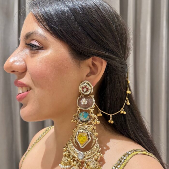 Swara Chandbalis with Ghungroo Earchain