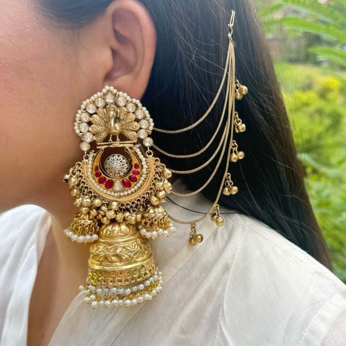 Piyali Jhumkis with Ghungroo Earchain