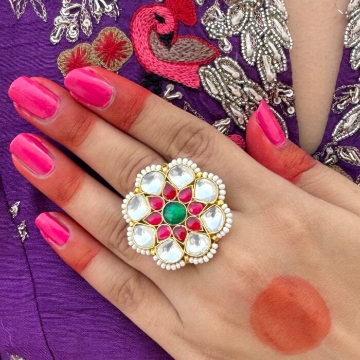 Sajan Pachi Kundan Ring