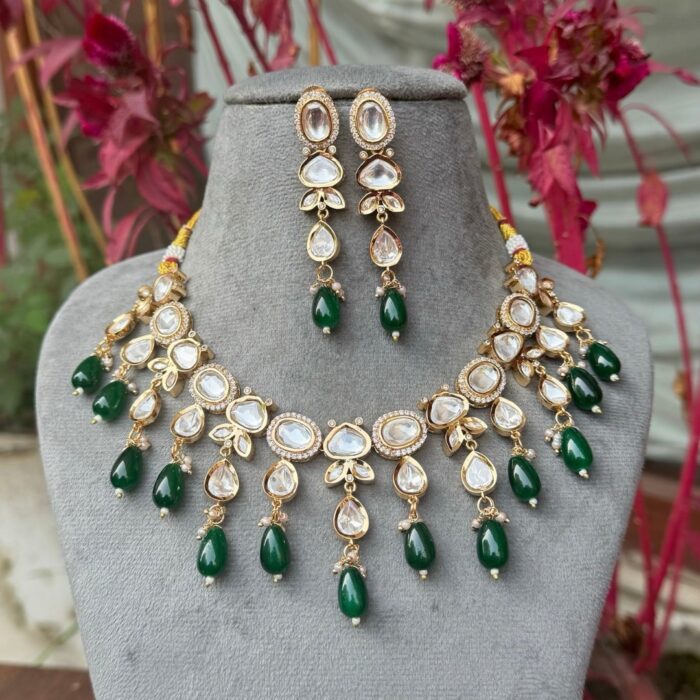 Tisha Polki Necklace With Earrings