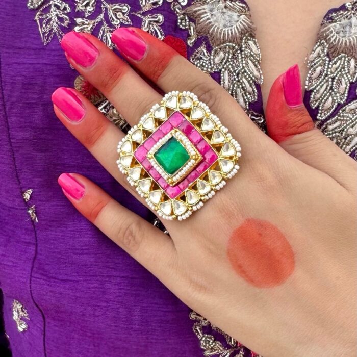 Rashmika Pachi Kundan Ring