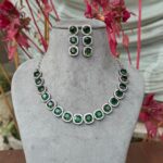 Emerald Stone Necklace With Earrings