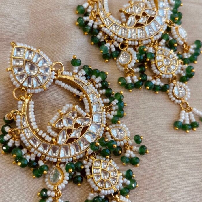 Ishana Polki Chandbalis - Green