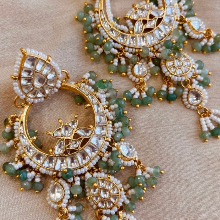 Ishana Polki Chandballis - Mint Green