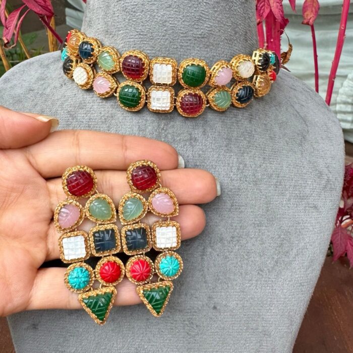 Navratan Choker With Earrings