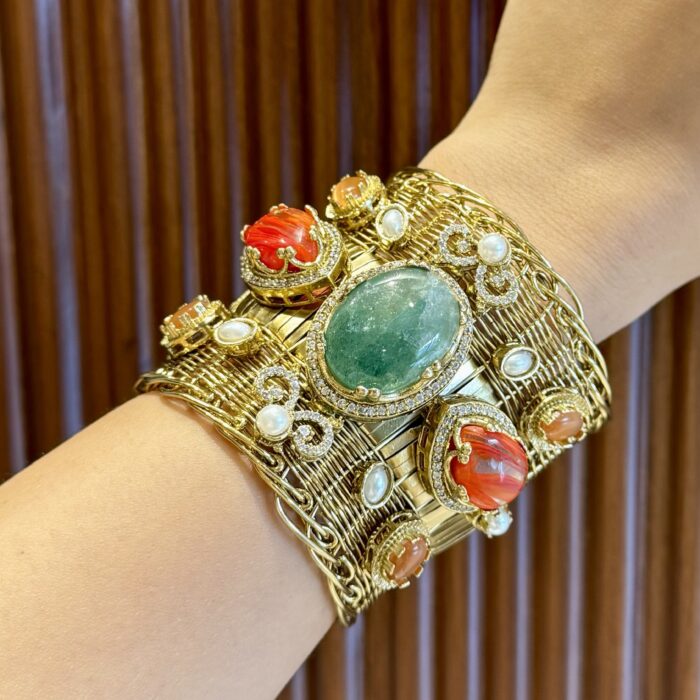 Chitrangada Handcuff/Bracelet-MintGreen Orange
