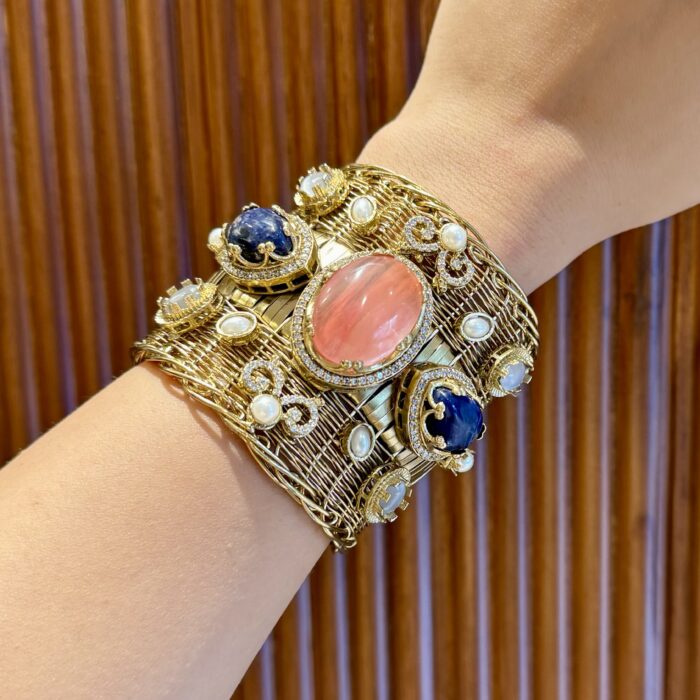 Chitrangada Handcuff/Bracelet-Orange Blue