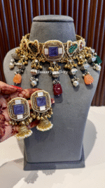 Ruhaniyat Necklace With Earrings-Purple