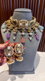 Ruhaniyat Necklace With Earrings-Yellow - Image 4